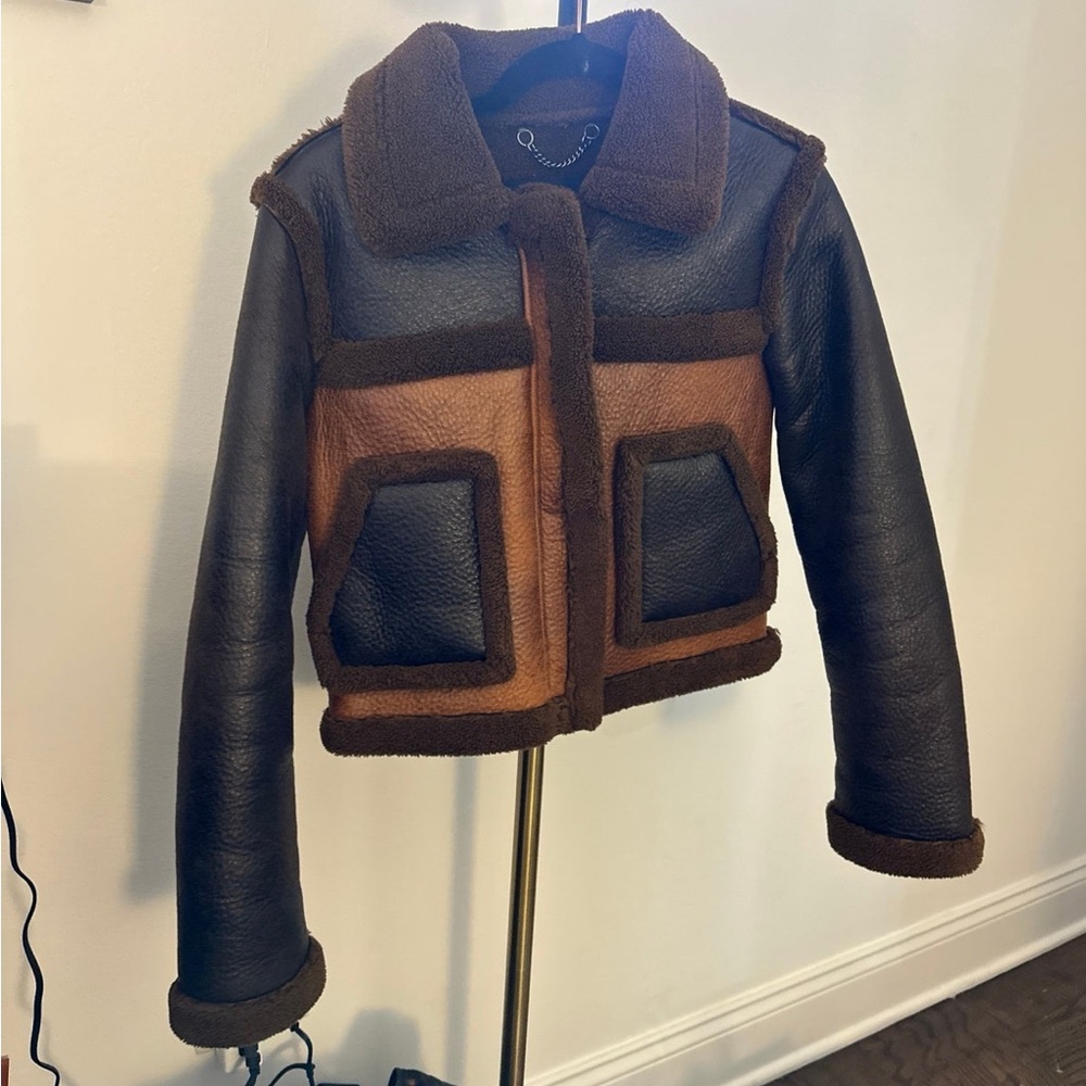 French Connection Brown Faux Shearling Jacket!
